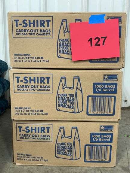 (3) BOXES OF T-SHIRT CARRY OUT BAGS