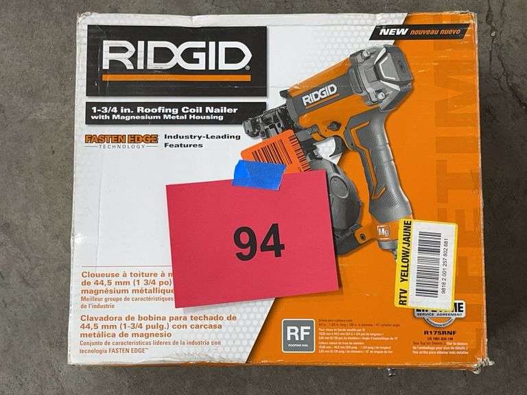 RIDGID 1-3/4" ROOFING COIL NAILER IN BOX