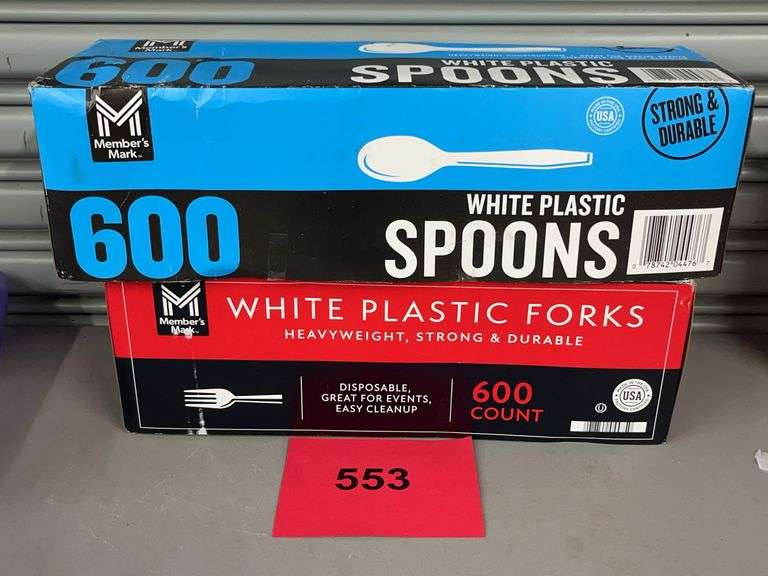 (2) BOXES OF PLASTIC CUTLERY - FORKS & SPOONS