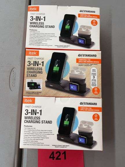 (3) ITEK 3-IN-1 WIRELESS CHARGING STANDS IN BOX