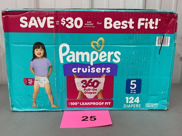 BOX OF PAMPERS CRUISERS DIAPERS SIZE 5