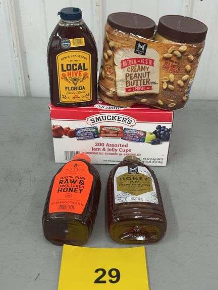 6PC HONEY & SPREADS LOT - HONEY, PEANUT BUTTER & JELLY CUPS