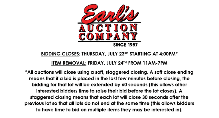 ENDS THURSDAY! ONLINE AUCTION 7/21-7/23 (YELLOW)