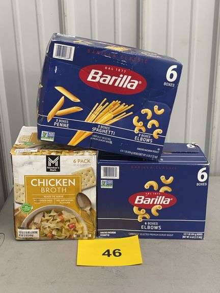 (2) BOXES OF BARILLA PASTA & CHICKEN BROTH