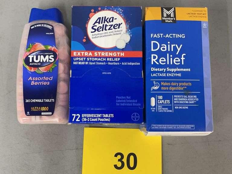 3PC ANTACID LOT - TUMS, ALKA-SELTZER & DAIRY RELIEF