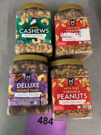 4PC NUT LOT - CASHEWS, MIXED NUTS & VIRGINIA PEANUTS