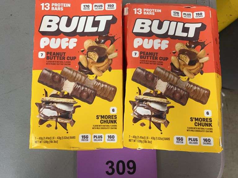(2) BUILT PUFF PROTEIN BARS ASSORTED
