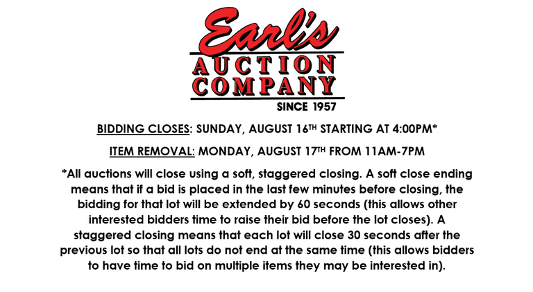 ENDS SUNDAY! ONLINE AUCTION 8/13-8/16 (RED)
