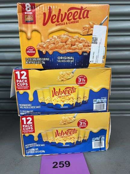 VELVEETA SHELLS & CHEESE LOT - BOXES & MICROWAVE CUPS
