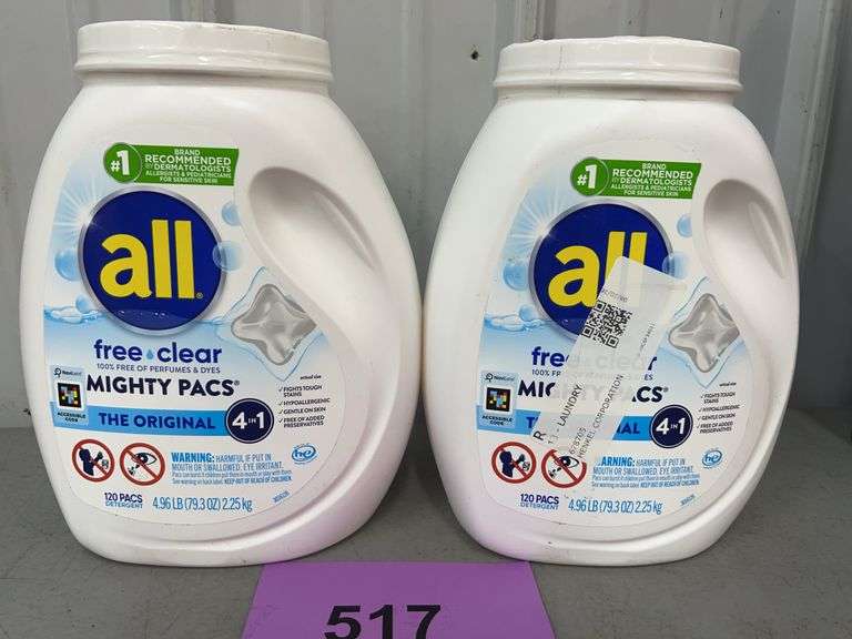 (2) TUBS OF ALL FREE CLEAR MIGHTY PACS