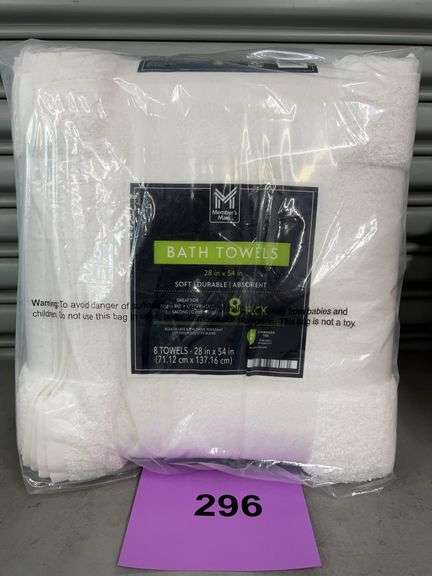 PACK OF (8) BATH TOWELS - WHITE
