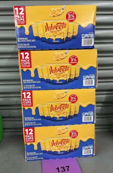 (4) BOXES OF VELVEETA SHELLS & CHEESE CUPS