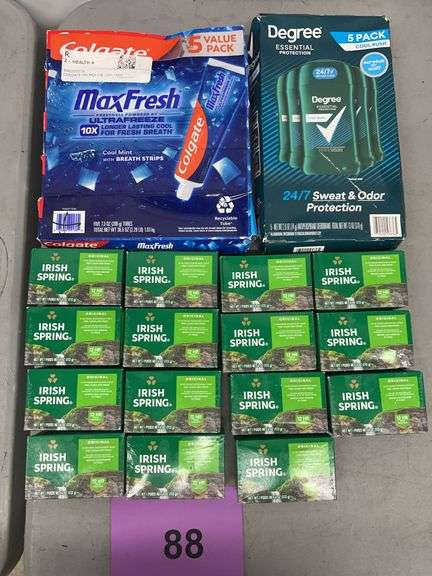 MISC HYGIENE LOT - COLGATE, DEGREE & IRISH SPRING
