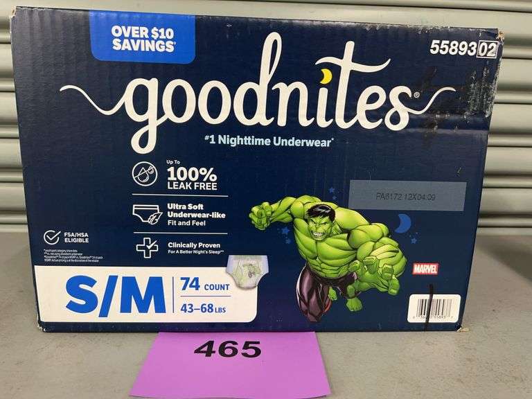 BOX OF GOODNITES NIGHTTIME UNDERWEAR SIZE S/M