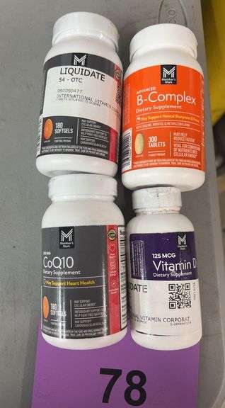 4PC SUPPLEMENT LOT - COQ10, B-COMPLEX & VITAMIN D