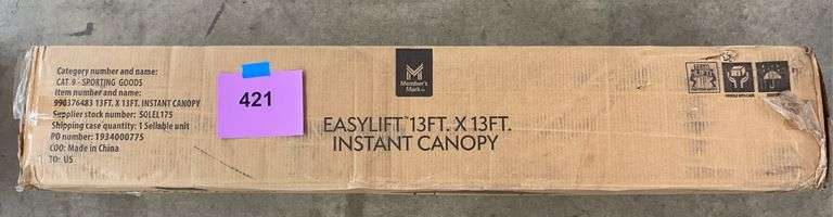 EASYLIFT 13FT X 13FT INSTANT CANOPY IN BOX - COBALT & TAUPE