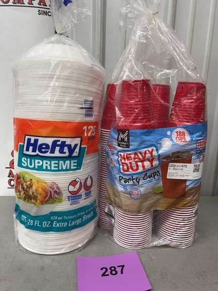 2PC DISPOSABLE LOT - HEFTY SUPREME BOWLS & PARTY CUPS