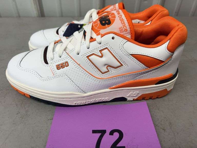 NEW BALANCE MENS SHOES SIZE 8.5 - WHITE & ORANGE