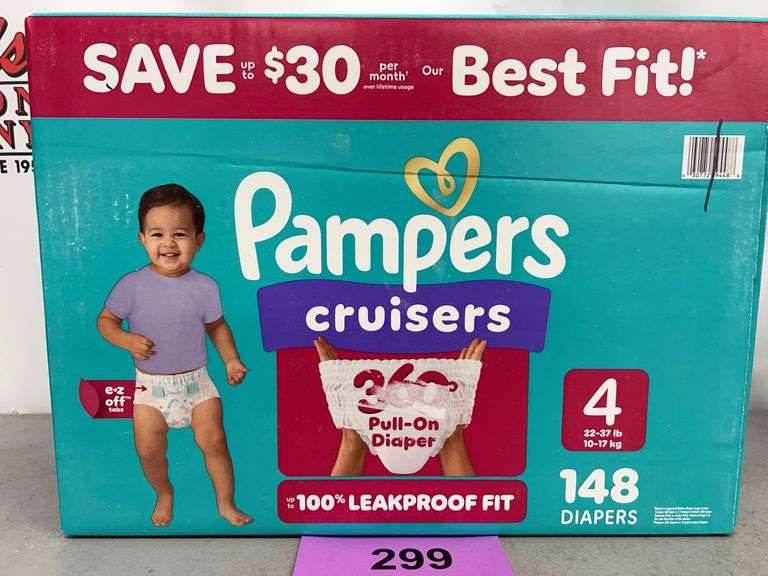 BOX OF PAMPERS CRUISERS 360 PULL-ON DIAPERS SIZE 4