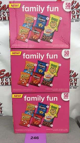 (3) FRITO-LAY FAMILY FUN 50-BAG VARIETY SNACK BOXES