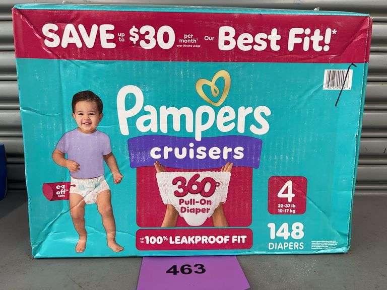 BOX OF PAMPERS CRUISERS 360 PULL-ON DIAPERS SIZE 4