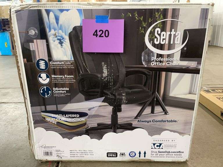 SERTA PROFESSIONAL OFFICE CHAIR IN BOX - BLACK