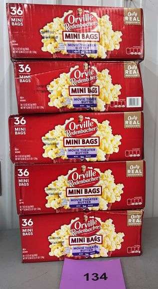 (5) BOXES OF ORVILLE REDENBACHER MINI BAGS MOVIE THEATER BUTTER