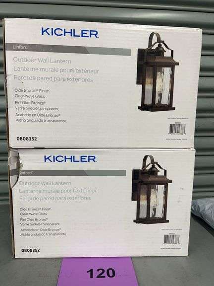 (2) KICHLER LINFORD OUTDOOR WALL LANTERNS IN BOX