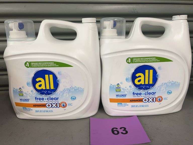 (2) JUGS OF ALL FREE & CLEAR OXI LAUNDRY DETERGENT