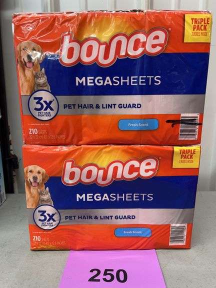 (2) PACKS OF BOUNCE PET HAIR & LINT GUARD MEGA SHEETS