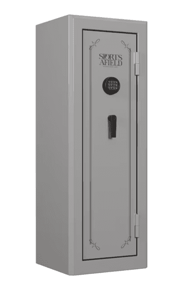SPORTS AFIELD 18 GUN FIRE & SECURITY SAFE IN BOX - SILVER METALLIC