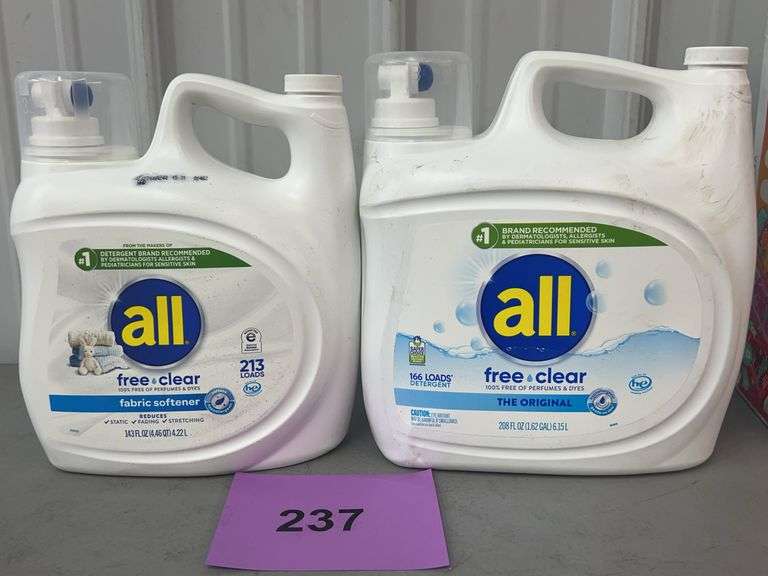 2PC ALL FREE & CLEAR LOT - FABRIC SOFTENER & DETERGENT