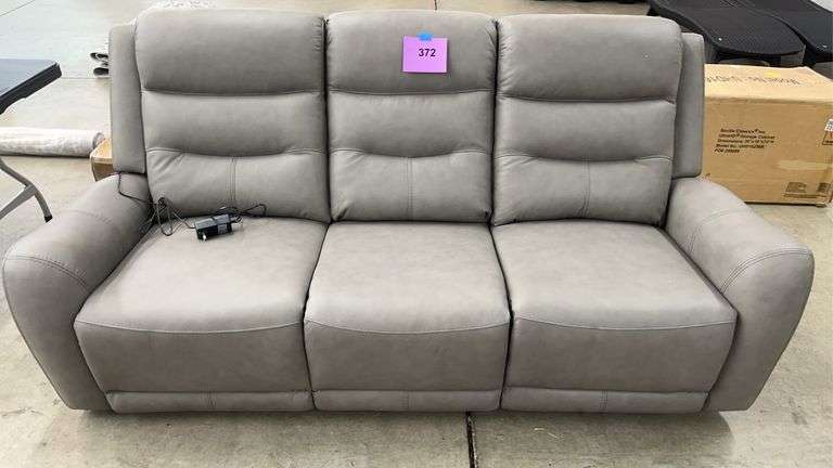 COOPER LEATHER POWER RECLINING SOFA - GREY