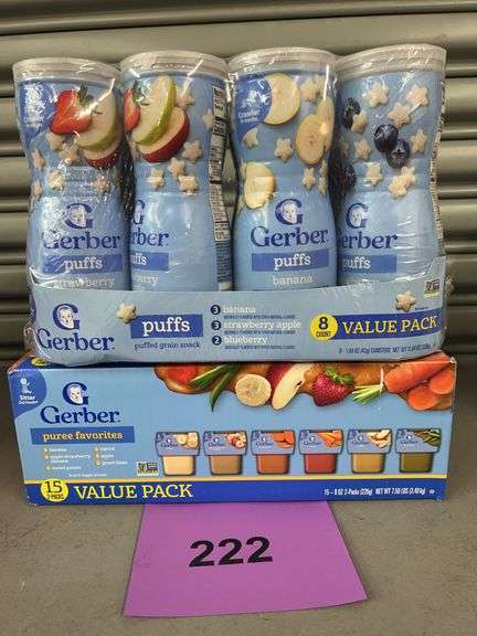 (2) PACKS OF GERBER BABY FOOD - PUFFS & PUREE