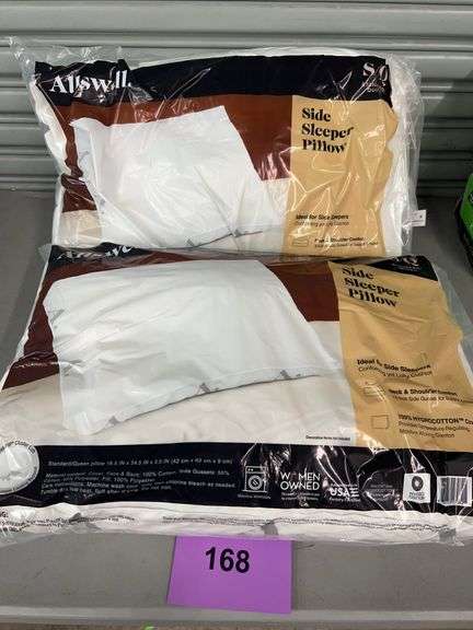 (2) ALLSWELL SIDE SLEEPER PILLOWS STANDARD/QUEEN