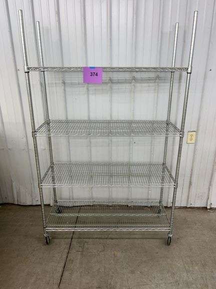 AS IS - CHROME 4 SHELF STORAGE RACK