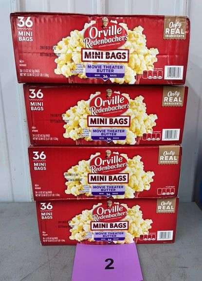 (4) BOXES OF ORVILLE REDENBACHER MINI BAGS POPCORN