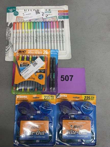 MISC OFFICE SUPPLY LOT - PENCILS, MARKERS & WHITE OUT