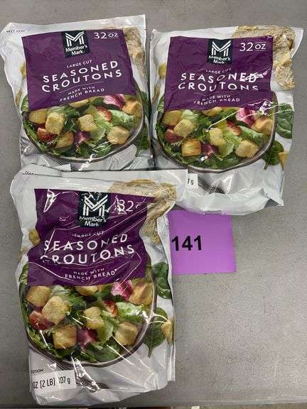 (3) BAGS OF LARGE CUT SEASONED CROUTONS