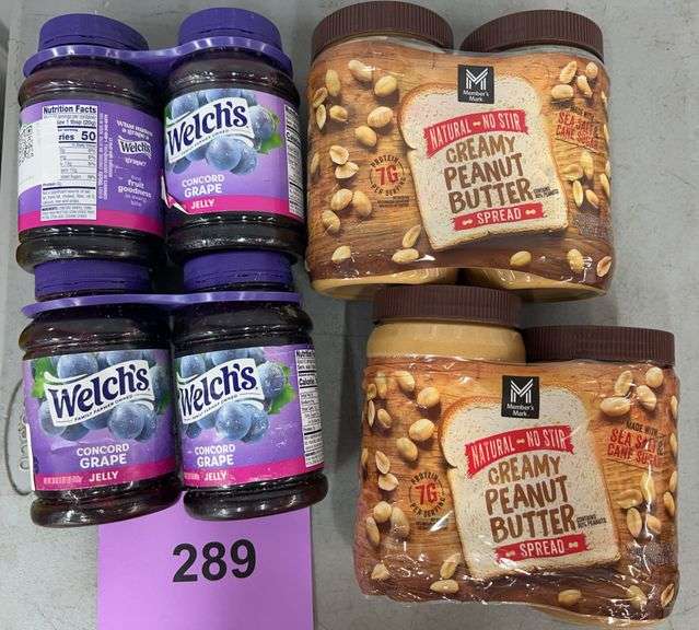 (4) JARS OF PEANUT BUTTER & (4) JARS OF JELLY