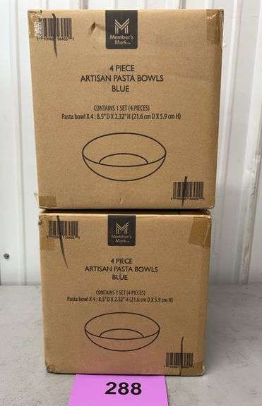 (2) 4PC ARTISAN PASTA BOWL SETS IN BOX - BLUE