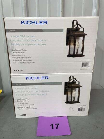 (2) KICHLER LINFORD OUTDOOR WALL LANTERNS IN BOX