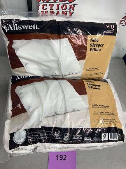 (2) ALLSWELL SIDE SLEEPER PILLOWS STANDARD/QUEEN