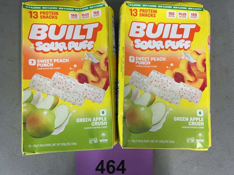 (2) BOXES OF BUILT SOUR PUFF PROTEIN BARS