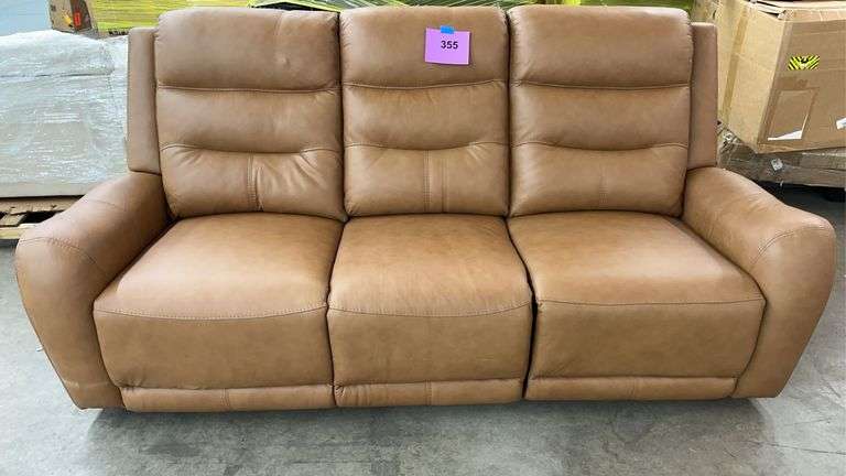 COOPER LEATHER POWER RECLINING SOFA - BUTTERNUT (NO POWER CORD)