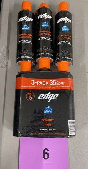 (6) CANS OF EDGE SENSITIVE SKIN SHAVE GEL