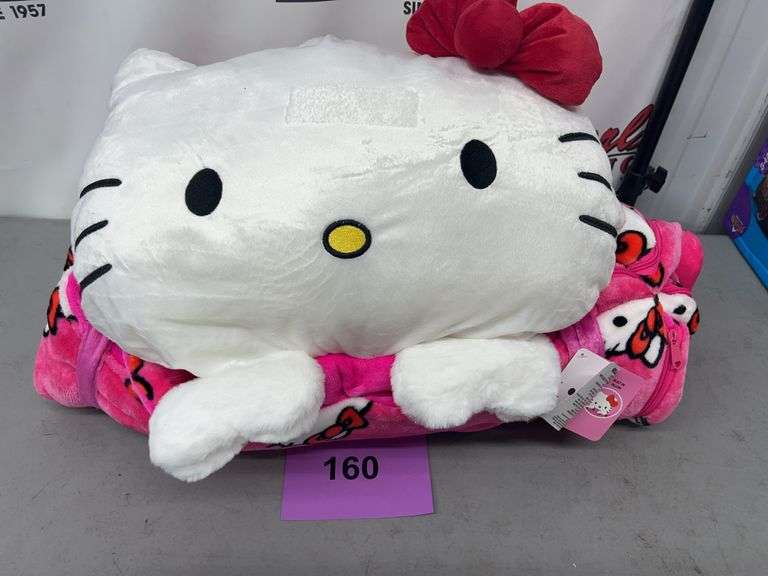 HELLO KITTY PLUSH PILLOW & PINK THROW BLANKET