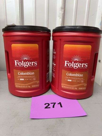 (2) CANISTERS OF FOLGERS COLOMBIAN GROUND COFFEE