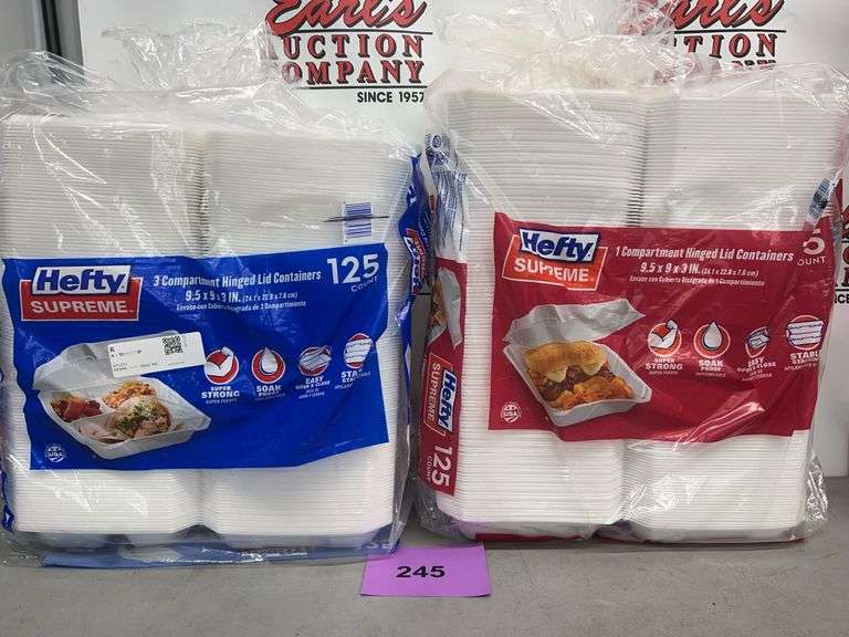 (2) PACKS OF HEFTY SUPREME HINGED LID CONTAINERS
