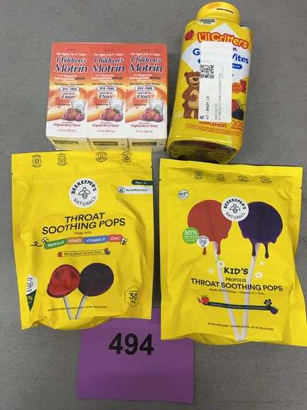 MISC KIDS HEALTH LOT - MOTRIN, LIL CRITTERS & BEEKEEPER'S POPS